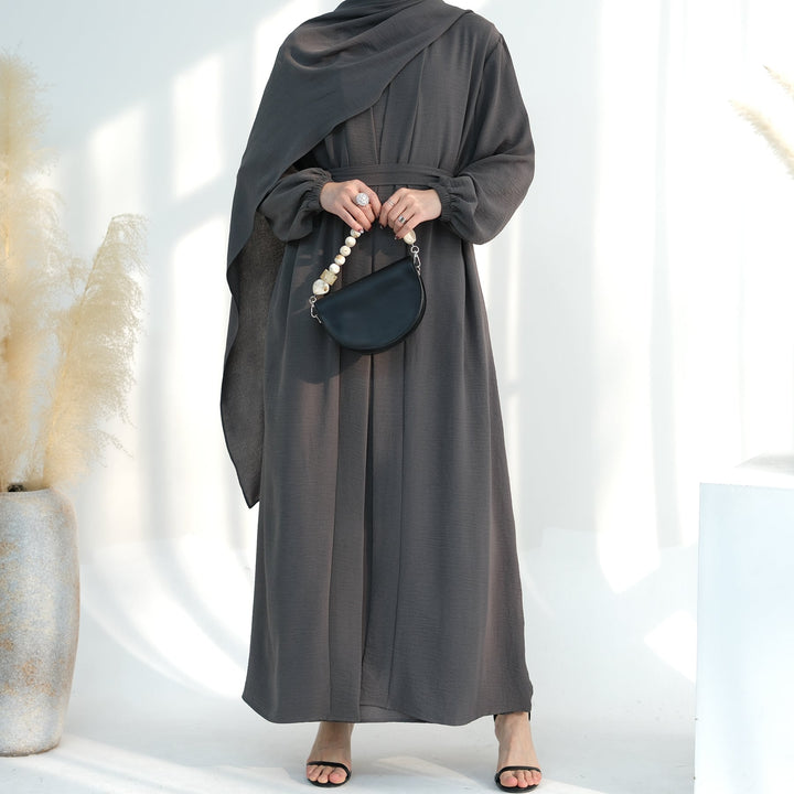 Get trendy with Lareina 3-piece Abaya Set - Charcoal Gray -  available at Voilee NY. Grab yours for $59.90 today!