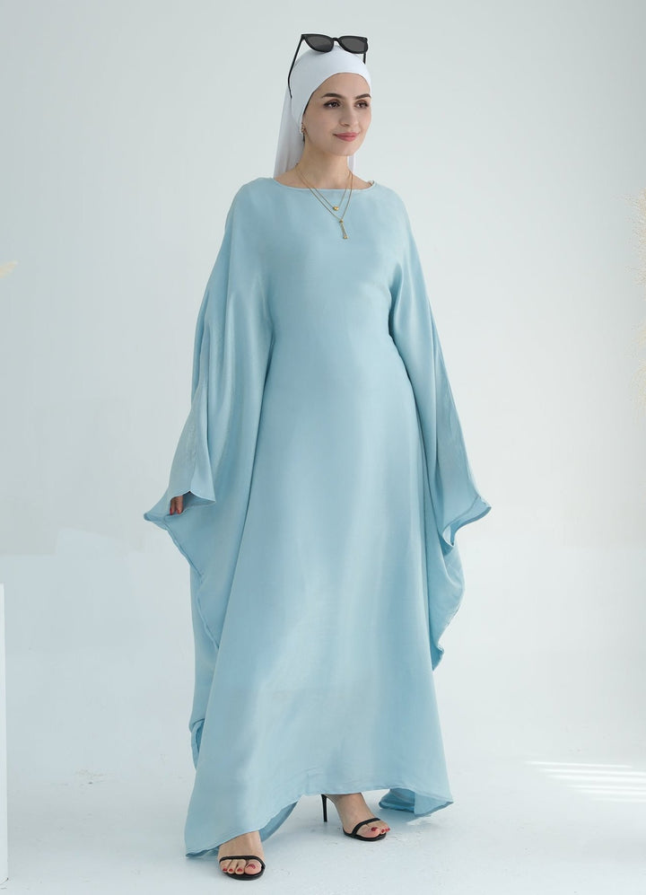 Get trendy with Yuna Shimmer Butterfly Abaya - Blue -  available at Voilee NY. Grab yours for $59.90 today!