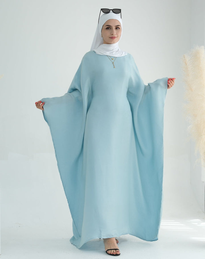 Get trendy with Yuna Shimmer Butterfly Abaya - Blue -  available at Voilee NY. Grab yours for $59.90 today!