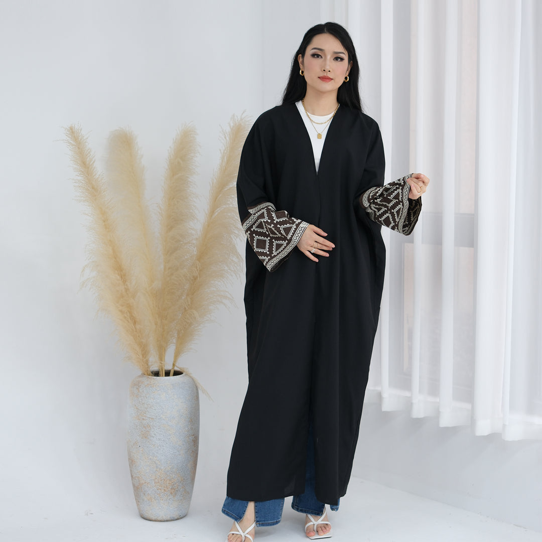 Rania Open Abaya Kimono - Black