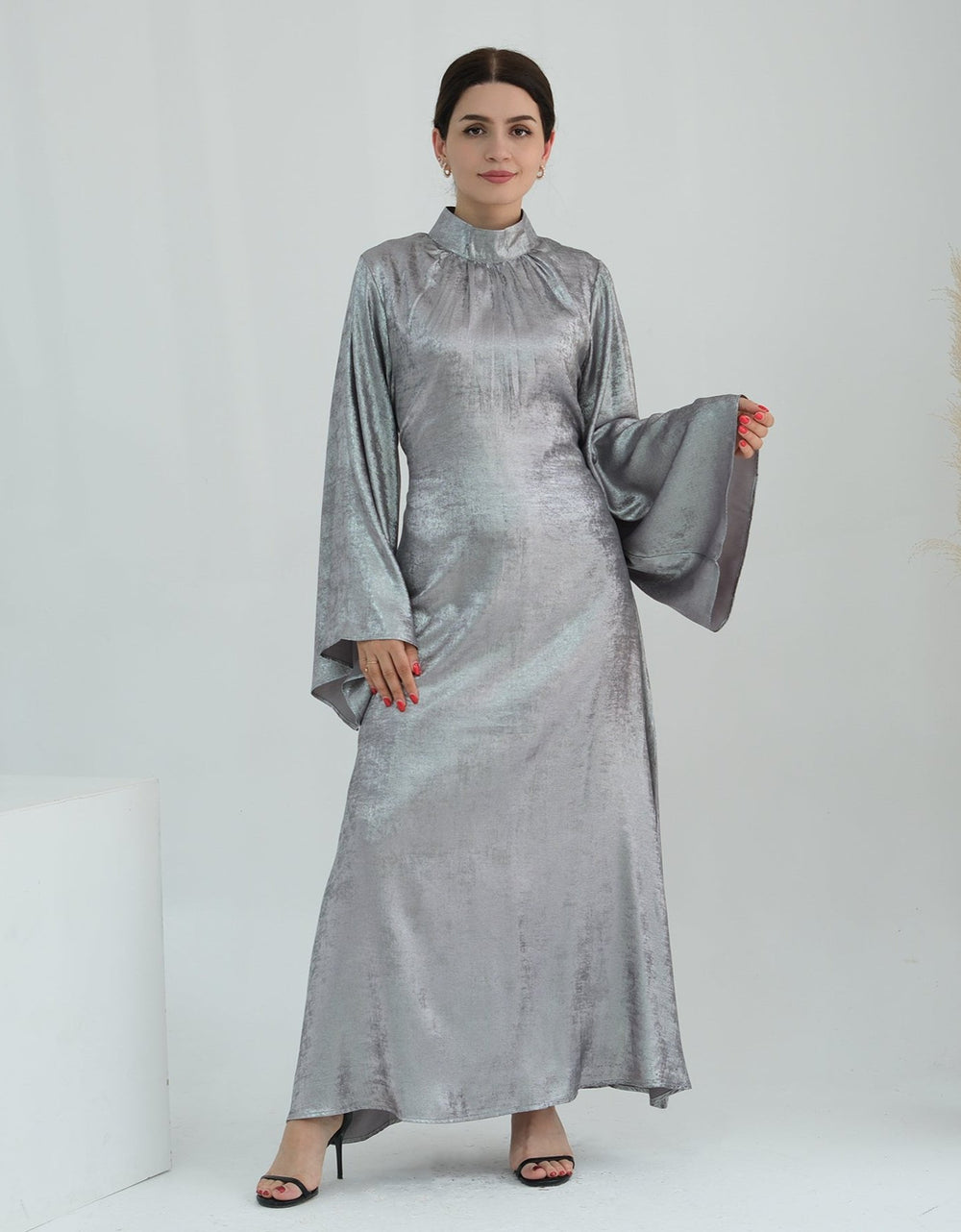 Get trendy with Bailey Shimmer Maxi Dress - Silver -  available at Voilee NY. Grab yours for $64.90 today!