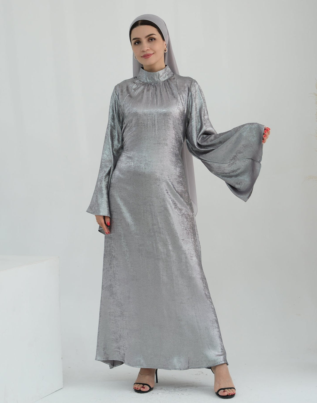 Get trendy with Bailey Shimmer Maxi Dress - Silver -  available at Voilee NY. Grab yours for $64.90 today!