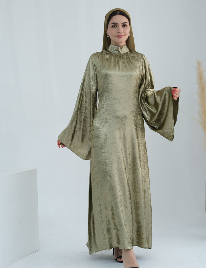 Get trendy with Bailey Shimmer Maxi Dress - Olive -  available at Voilee NY. Grab yours for $64.90 today!