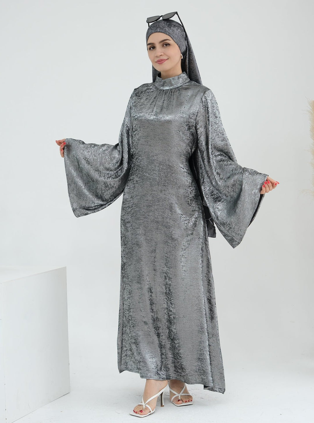 Get trendy with Bailey Shimmer Maxi Dress - Steel -  available at Voilee NY. Grab yours for $64.90 today!