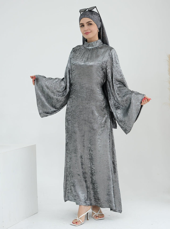 Get trendy with Bailey Shimmer Maxi Dress - Steel -  available at Voilee NY. Grab yours for $64.90 today!