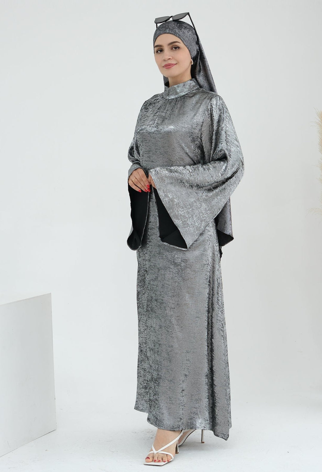 Get trendy with Bailey Shimmer Maxi Dress - Steel -  available at Voilee NY. Grab yours for $64.90 today!