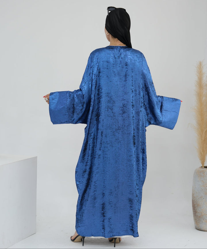 Get trendy with Draya Shimmer Kimono Open Abaya - Blue - Cardigan available at Voilee NY. Grab yours for $54.90 today!