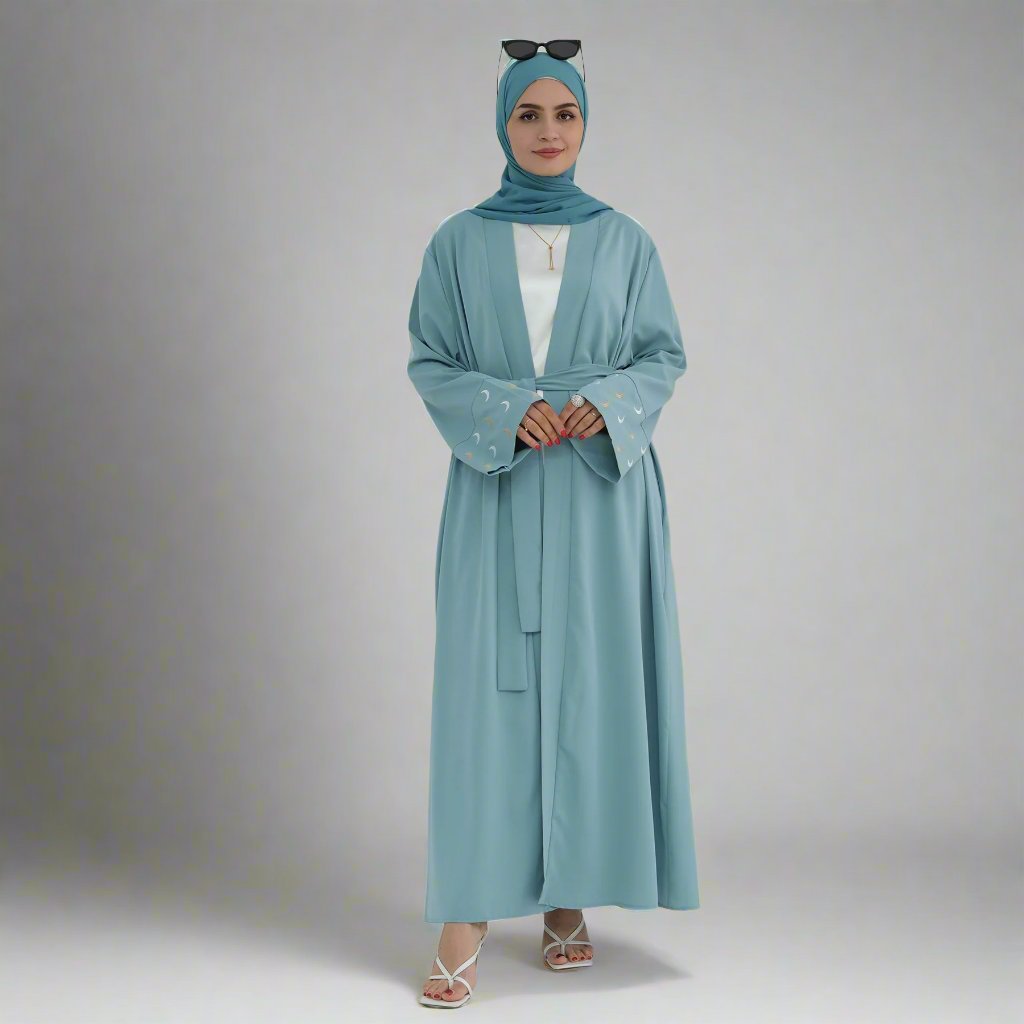 Muna Open Abaya Kimono - Teal