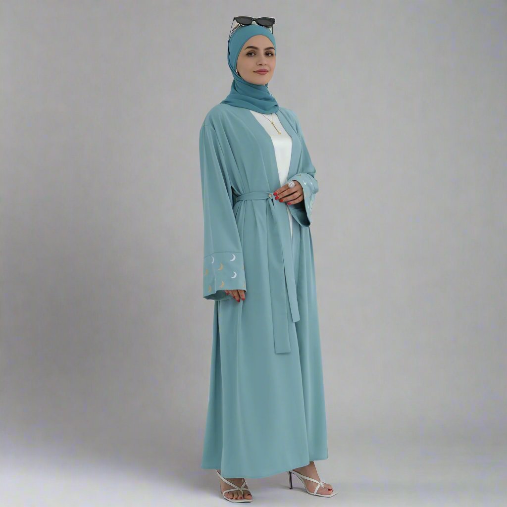 Muna Open Abaya Kimono - Teal