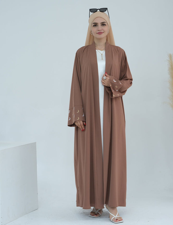 Muna Open Abaya Kimono - Brown