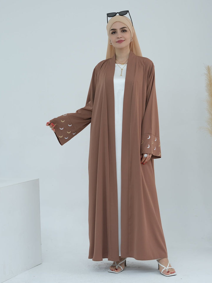 Muna Open Abaya Kimono - Brown