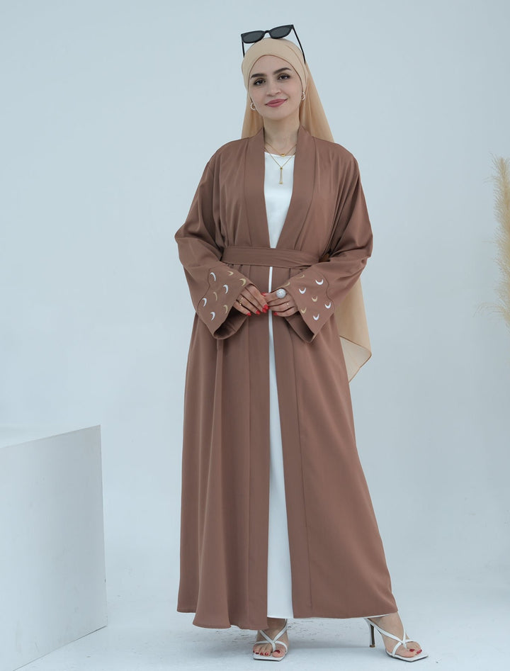 Muna Open Abaya Kimono - Brown