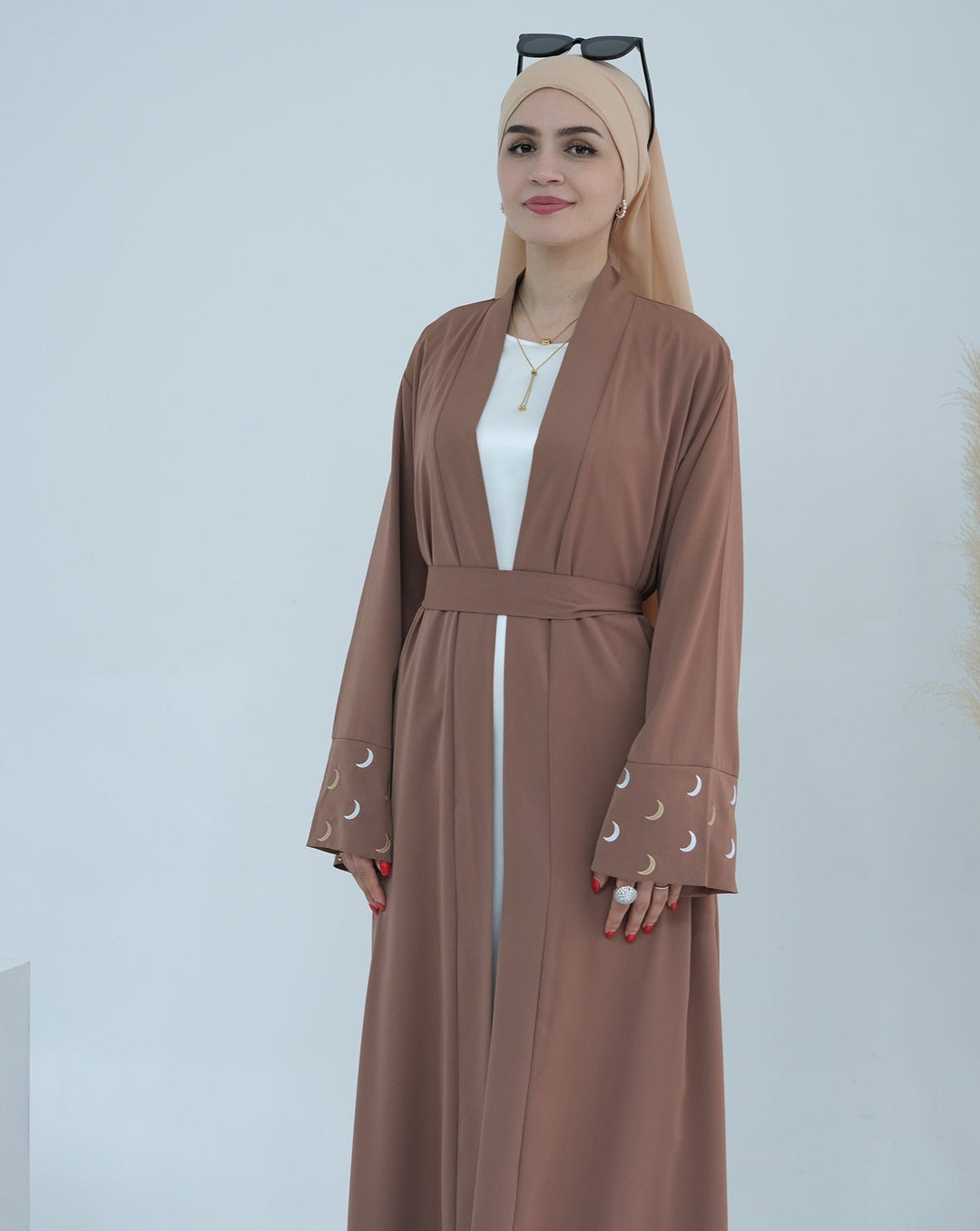 Muna Open Abaya Kimono - Brown