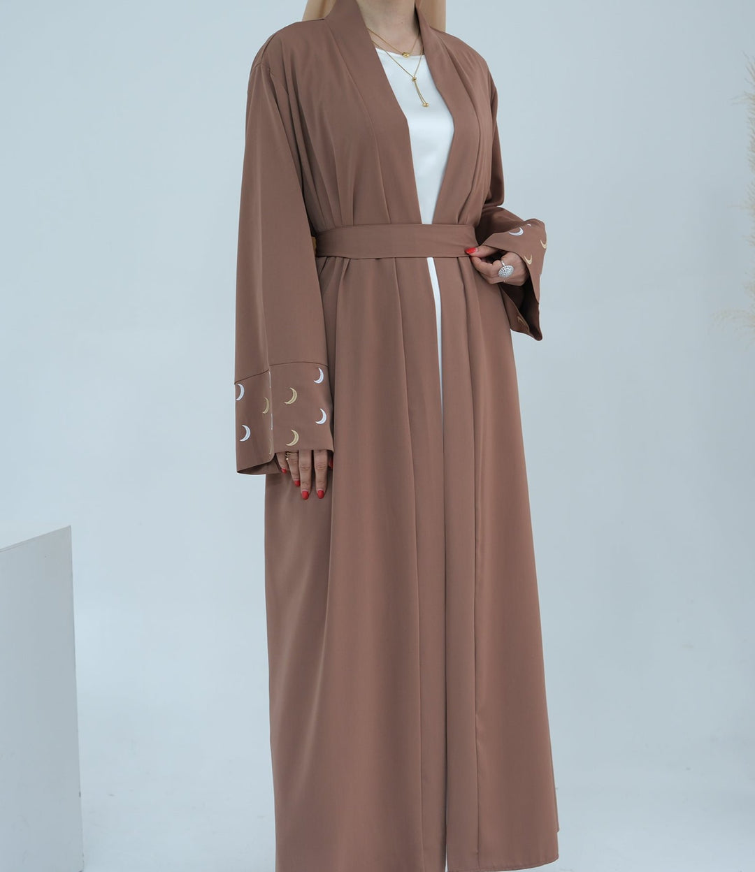 Muna Open Abaya Kimono - Brown