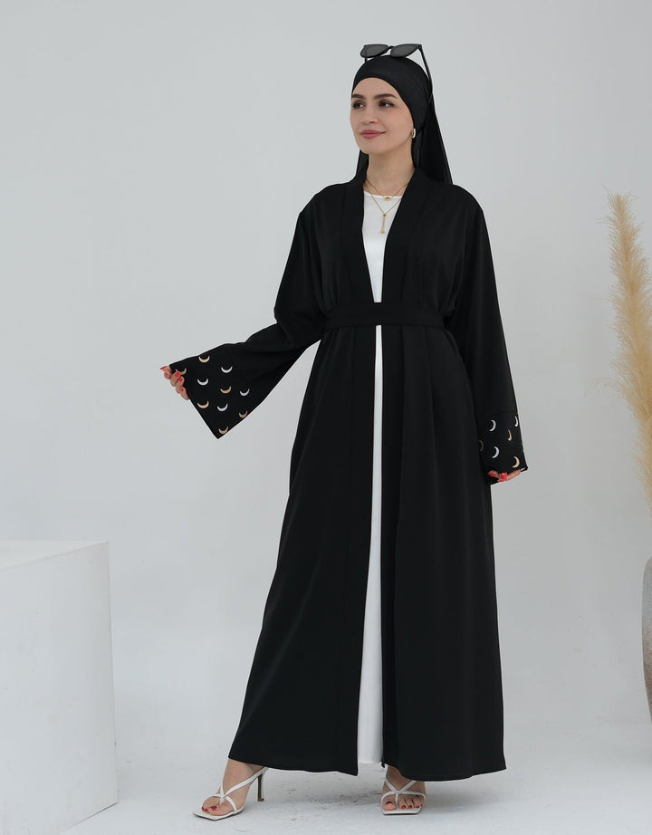 Muna Open Abaya Kimono - Black