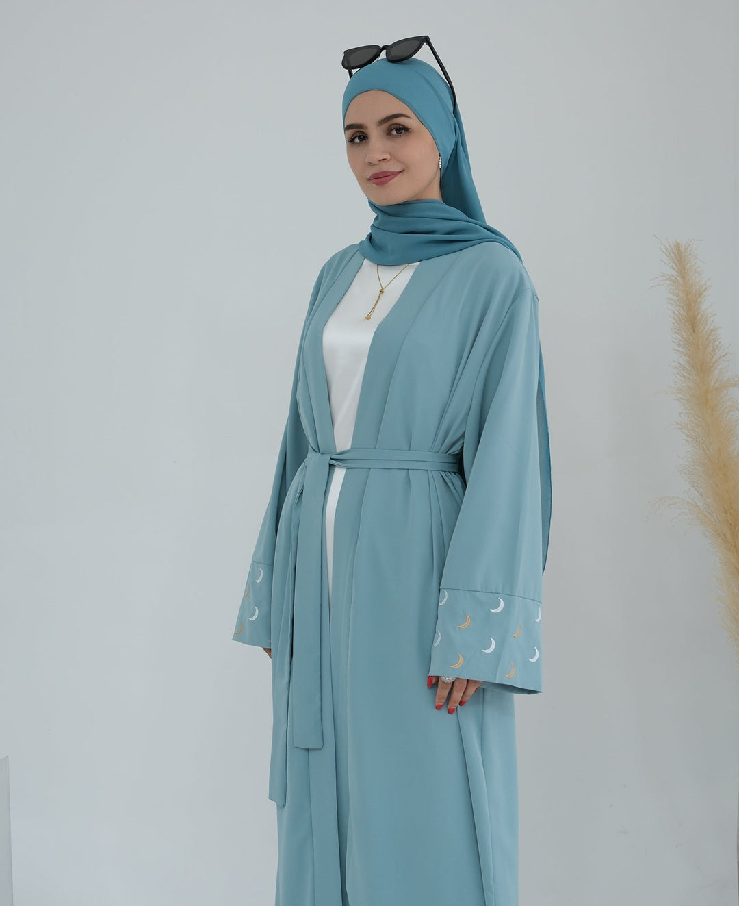 Muna Open Abaya Kimono - Teal