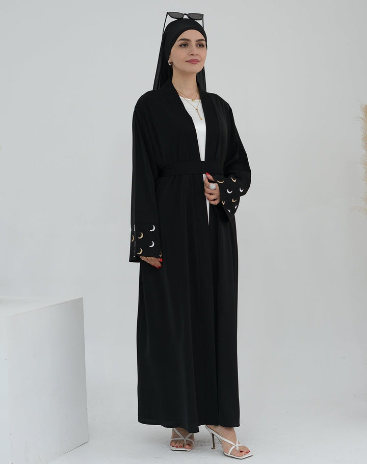 Muna Open Abaya Kimono - Black