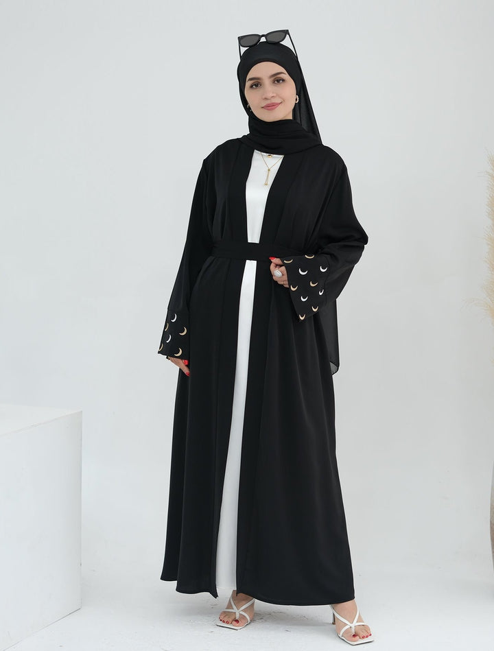 Muna Open Abaya Kimono - Black