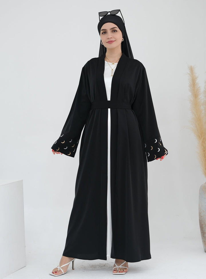 Muna Open Abaya Kimono - Black