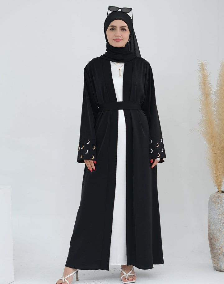 Muna Open Abaya Kimono - Black