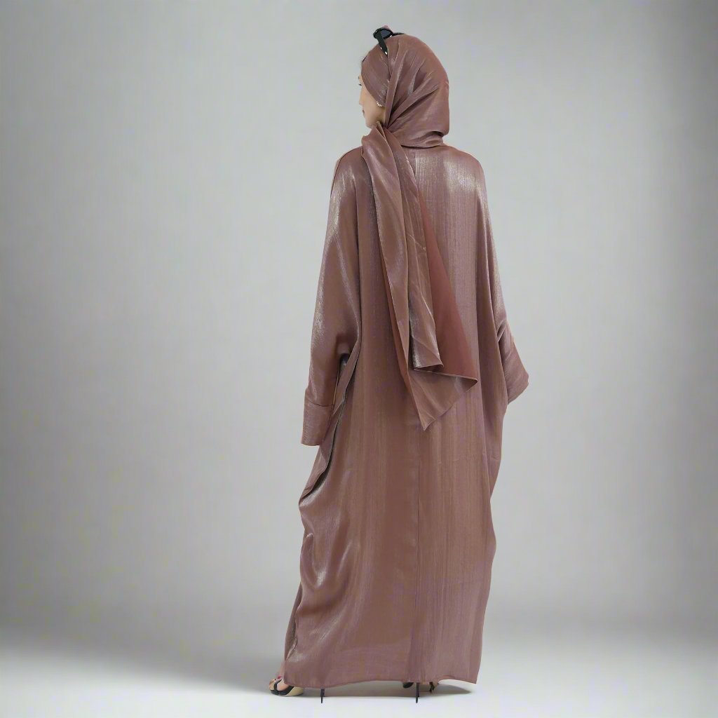 Get trendy with Nessa Shimmer Abaya with Hijab - Mocha - Dresses available at Voilee NY. Grab yours for $54.90 today!