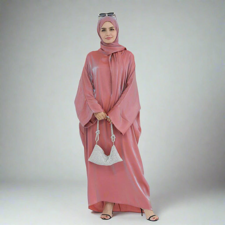 Nessa Shimmer Abaya with Hijab - Rouge