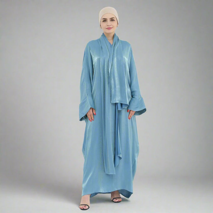 Nessa Shimmer Abaya with Hijab - Blue