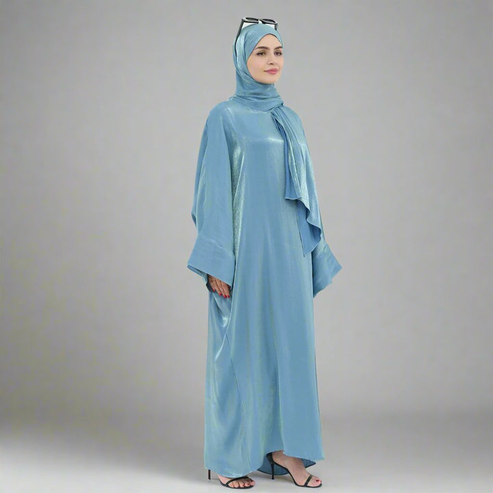 Nessa Shimmer Abaya with Hijab - Blue