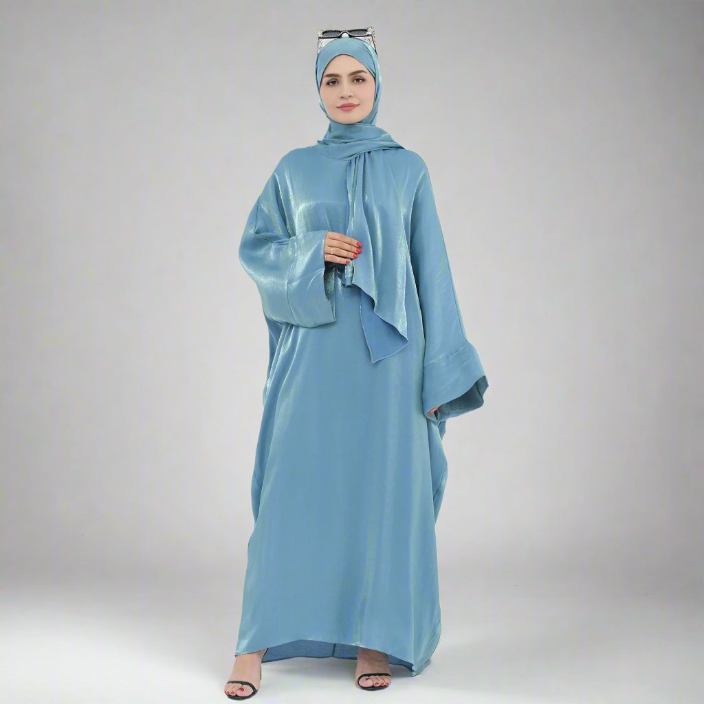 Nessa Shimmer Abaya with Hijab - Blue