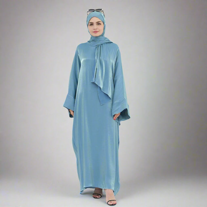 Nessa Shimmer Abaya with Hijab - Blue