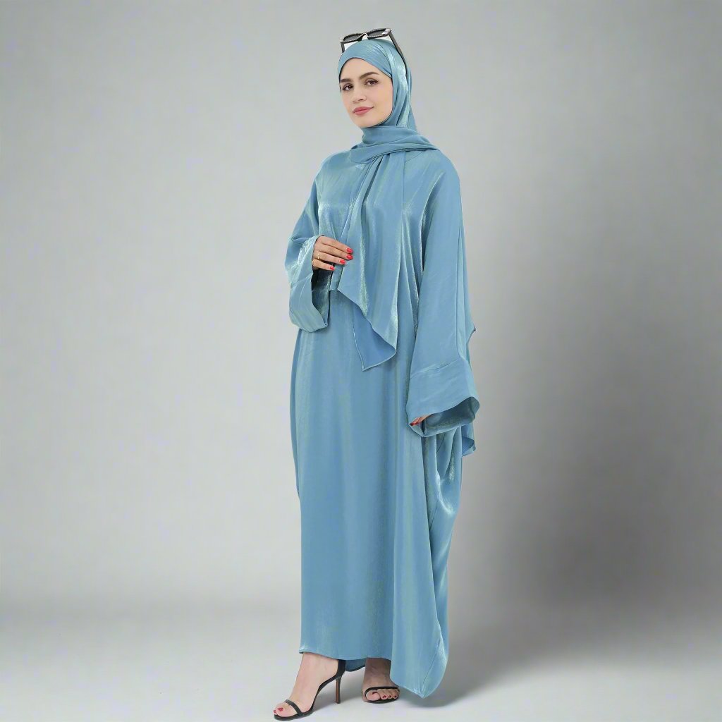 Nessa Shimmer Abaya with Hijab - Blue