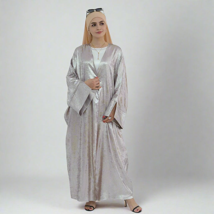 Celine Shimmer Kimono Open Abaya - Sand