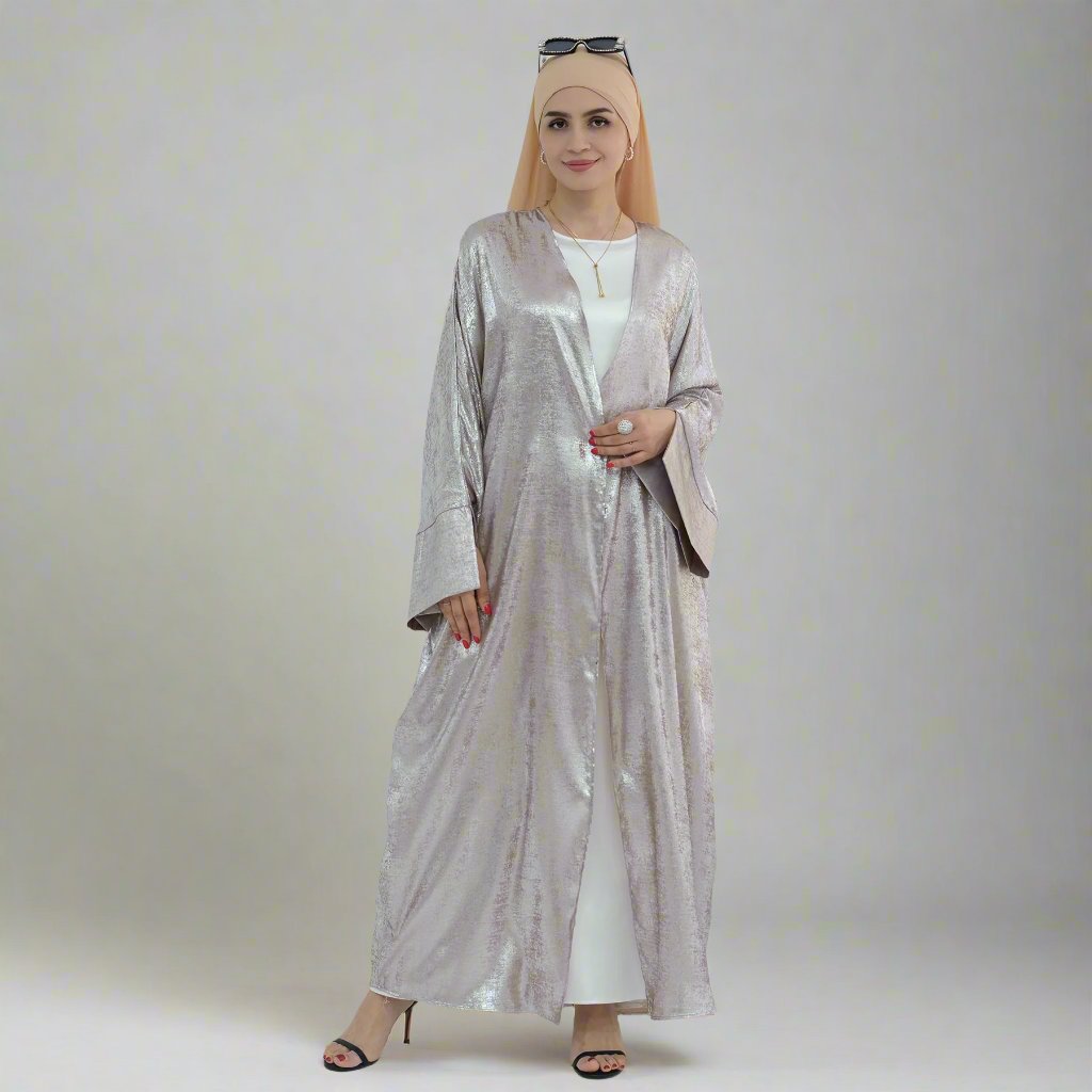 Celine Shimmer Kimono Open Abaya - Sand