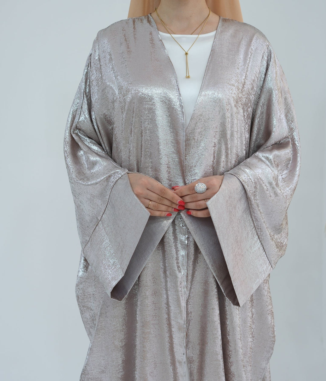 Celine Shimmer Kimono Open Abaya - Sand