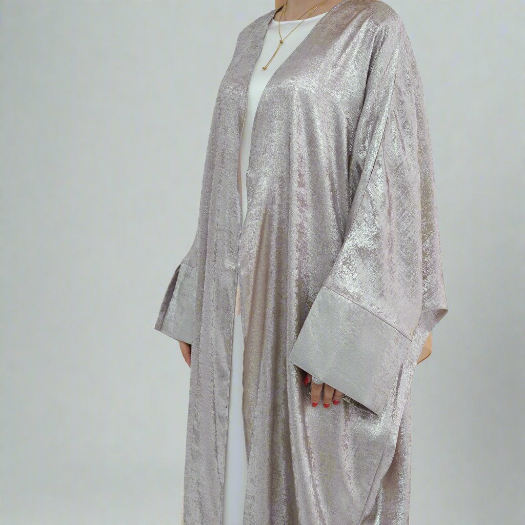 Celine Shimmer Kimono Open Abaya - Sand