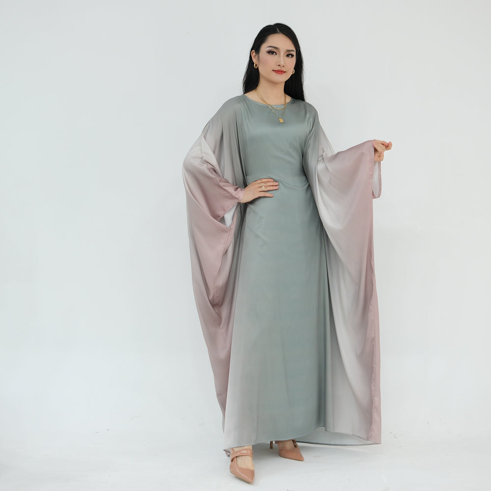 Get trendy with Raya Ombre Butterfly Abaya - Sage - Dresses available at Voilee NY. Grab yours for $64.99 today!