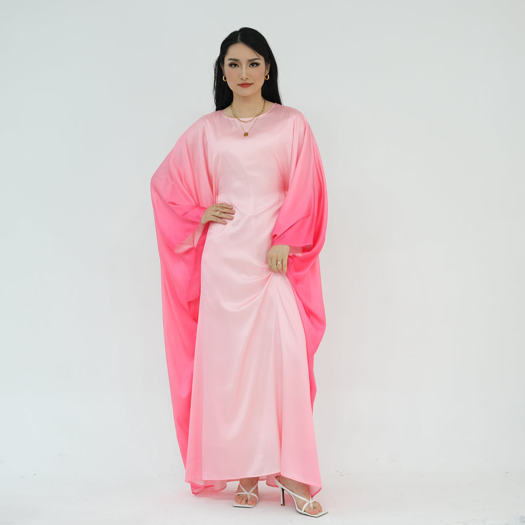 Get trendy with Raya Ombre Butterfly Abaya - Pink - Dresses available at Voilee NY. Grab yours for $64.99 today!