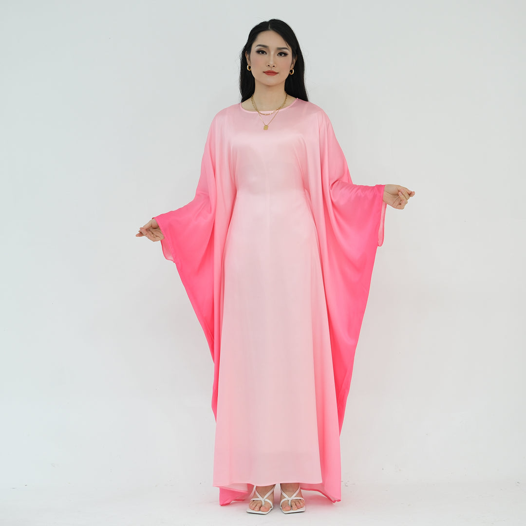 Get trendy with Raya Ombre Butterfly Abaya - Pink - Dresses available at Voilee NY. Grab yours for $64.99 today!