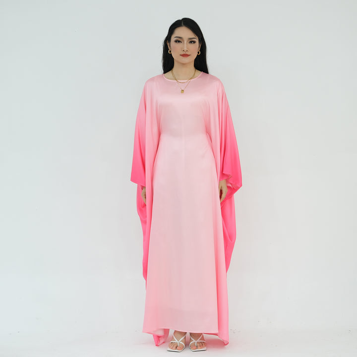 Get trendy with Raya Ombre Butterfly Abaya - Pink - Dresses available at Voilee NY. Grab yours for $64.99 today!