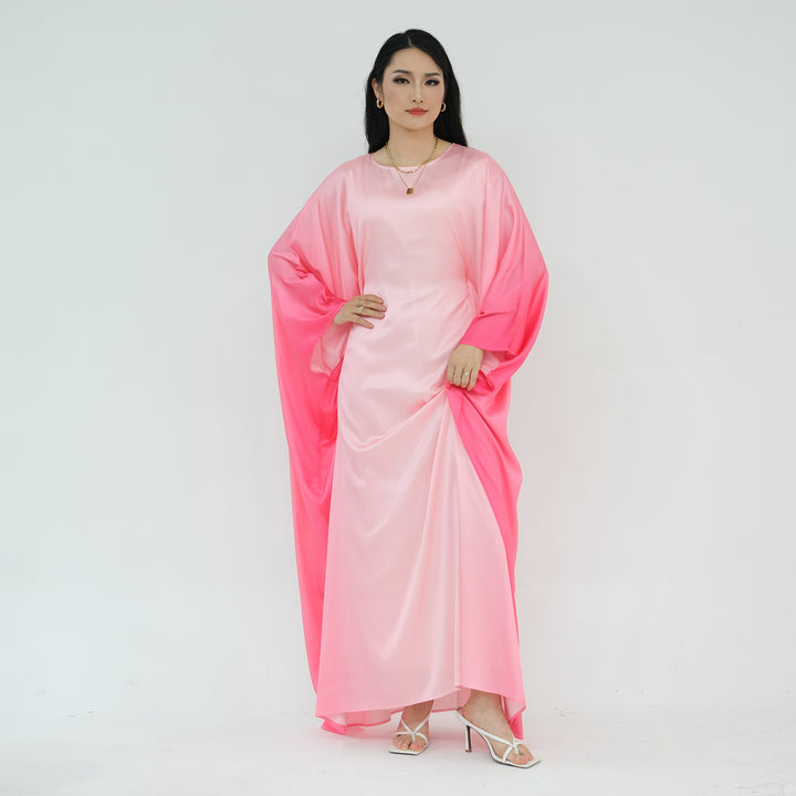 Get trendy with Raya Ombre Butterfly Abaya - Pink - Dresses available at Voilee NY. Grab yours for $64.99 today!