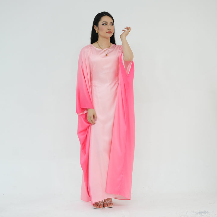 Get trendy with Raya Ombre Butterfly Abaya - Pink - Dresses available at Voilee NY. Grab yours for $64.99 today!