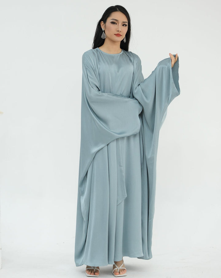 Reina Textured Batwing Abaya Set - Blue