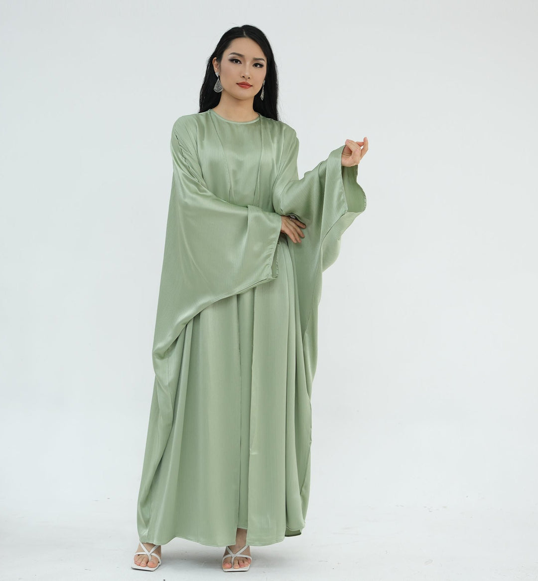 Reina Textured Batwing Abaya Set - Mint