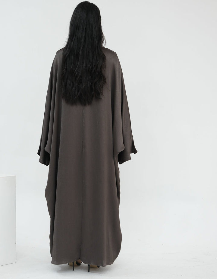 Get trendy with Reina Textured Batwing Abaya Set - Pewter -  available at Voilee NY. Grab yours for $109.90 today!