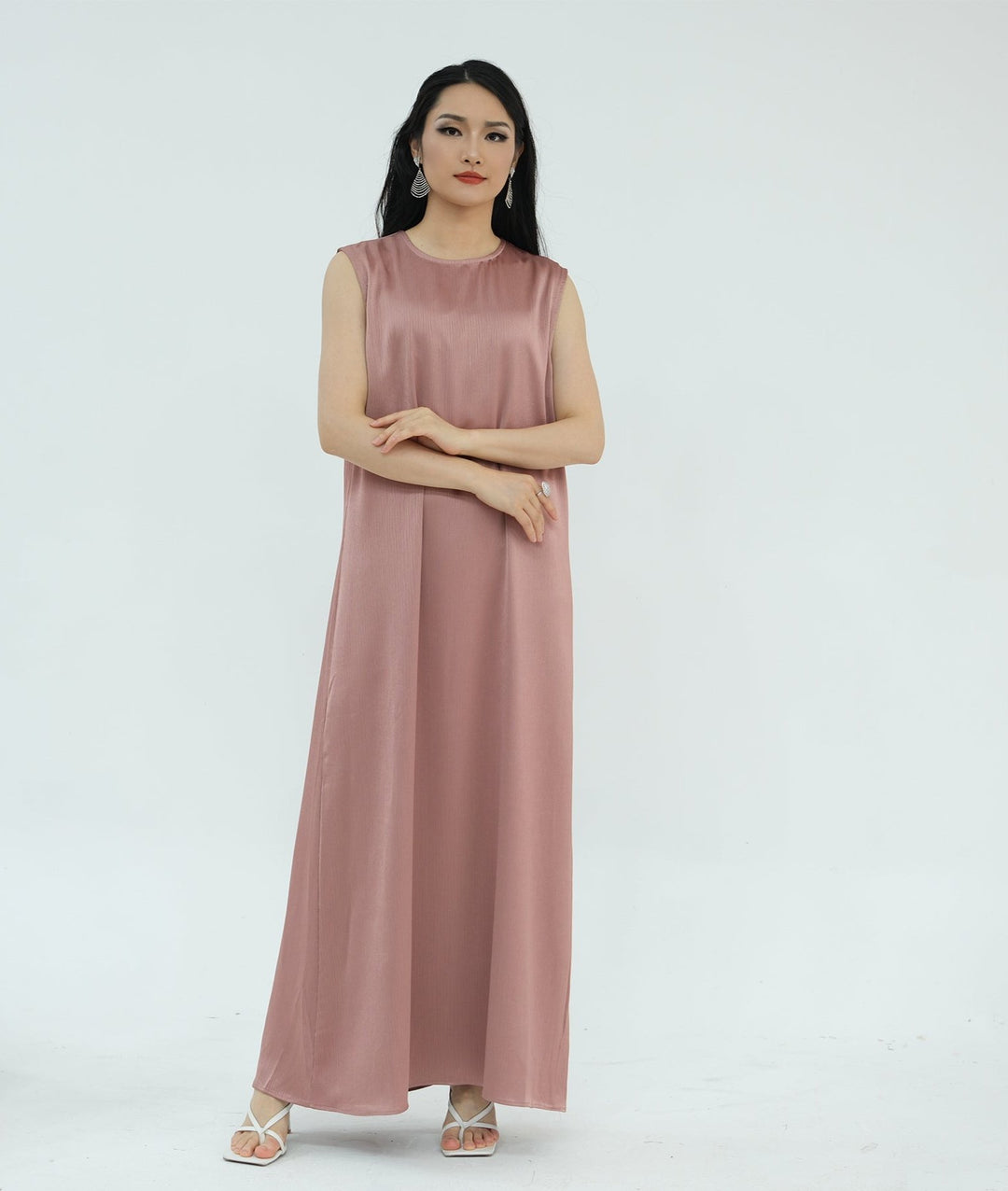 Reina Textured Batwing Abaya Set - Dusty Pink