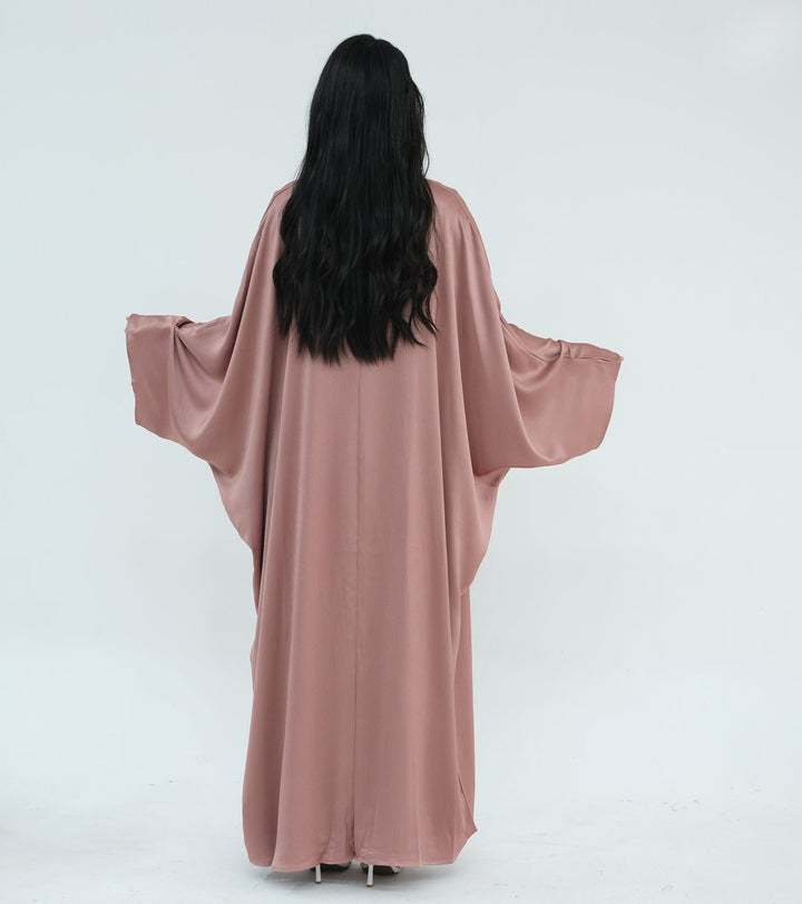 Reina Textured Batwing Abaya Set - Dusty Pink