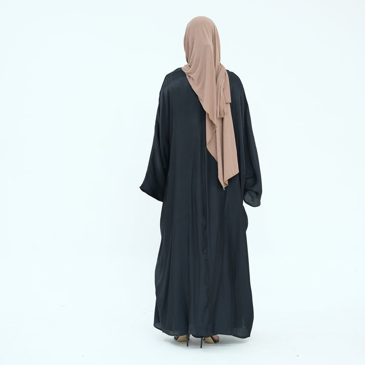 Get trendy with Tasnim Batwing Shimmer Abaya Set - Black -  available at Voilee NY. Grab yours for $89.90 today!