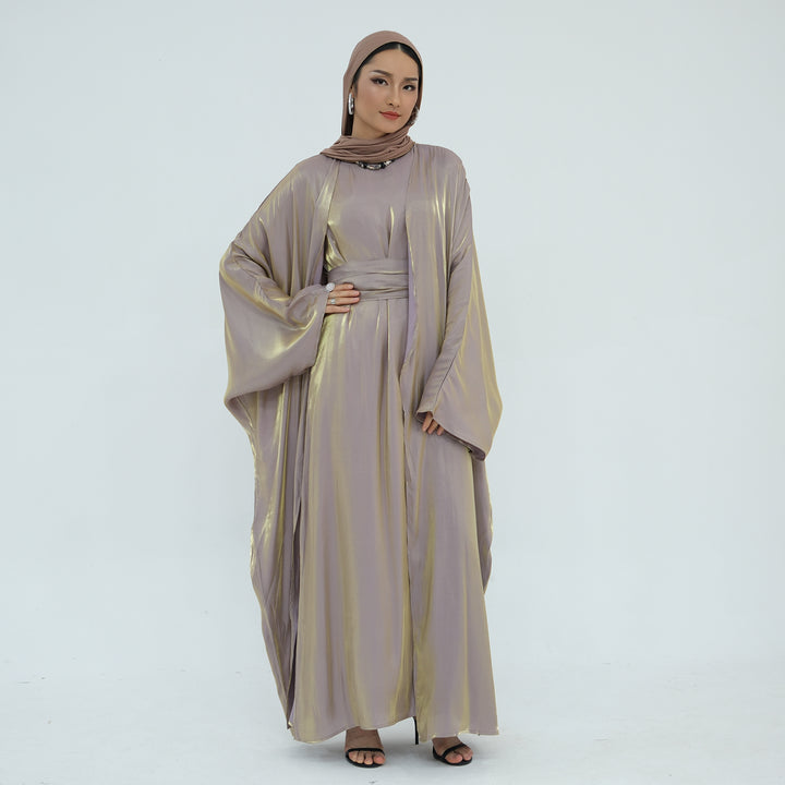 Tasnim Batwing Shimmer Abaya Set - Light Purple