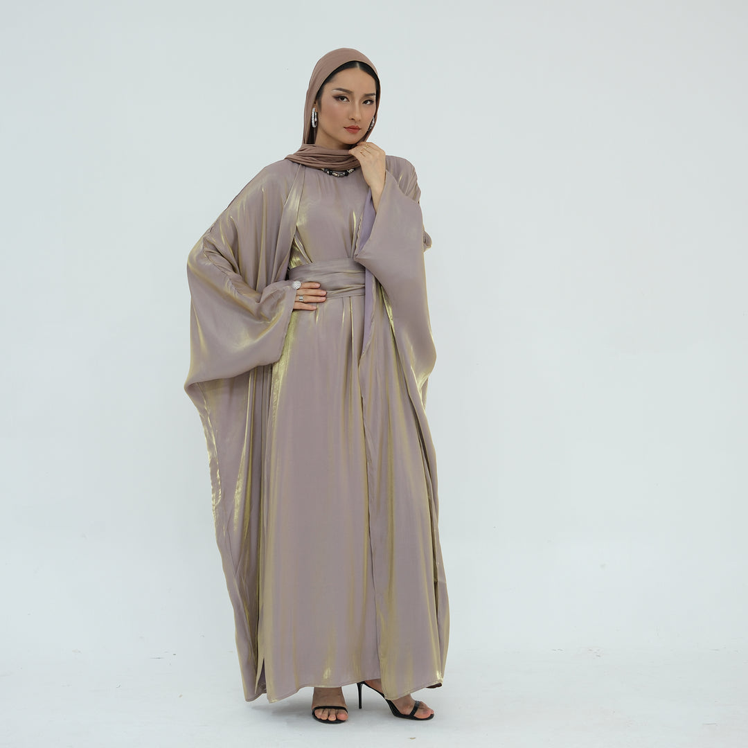 Tasnim Batwing Shimmer Abaya Set - Light Purple