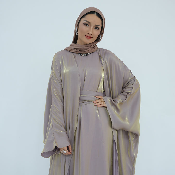 Tasnim Batwing Shimmer Abaya Set - Light Purple